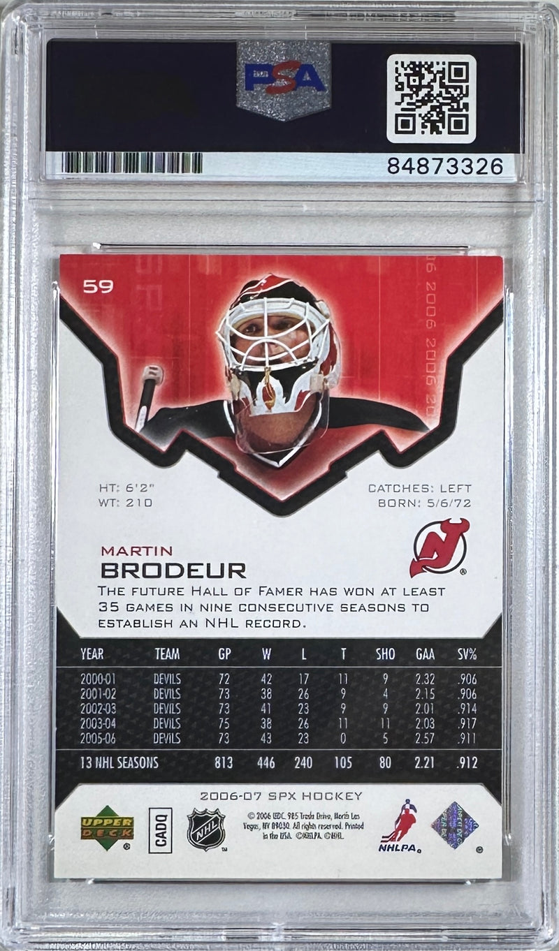 Martin Brodeur auto card Upper Deck #59 2006 New Jersey Devils PSA Encap