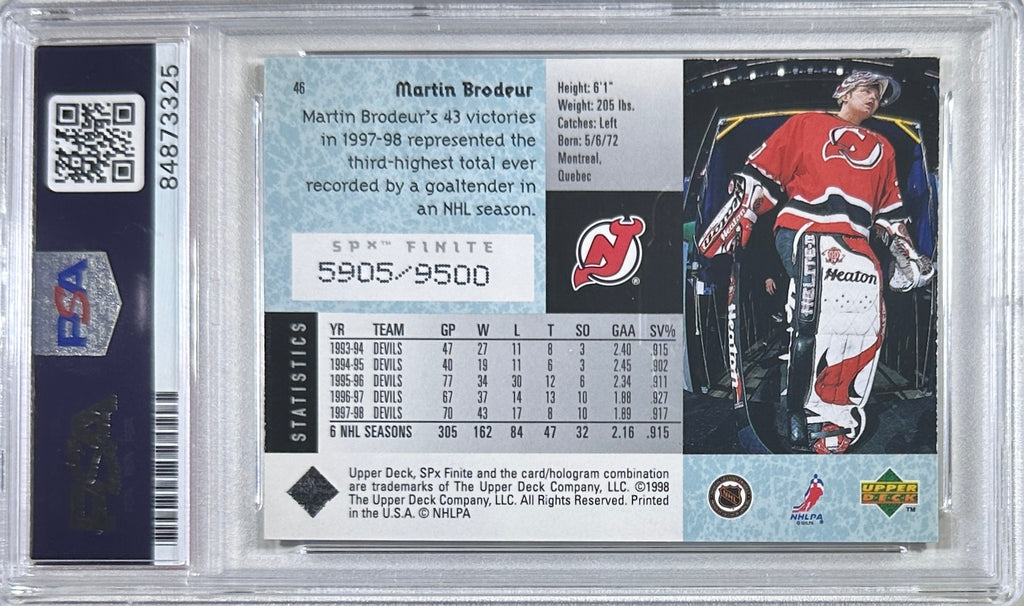Martin Brodeur auto card Upper Deck #46 1998 New Jersey Devils PSA Encap