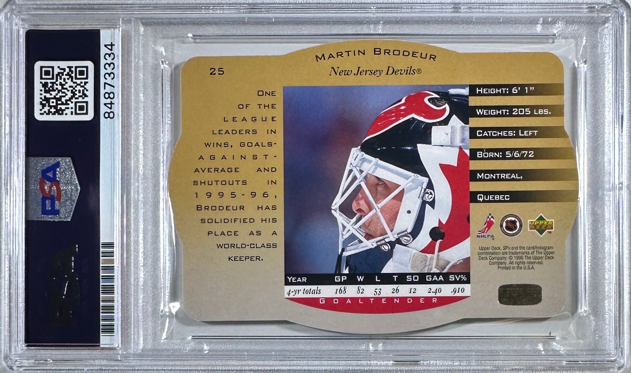 Martin Brodeur auto card Upper Deck #25 1996 New Jersey Devils PSA