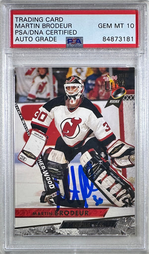 Martin Brodeur signed auto 1992 Fleer RC #357 New Jersey Devils PSA GEM Mint 10