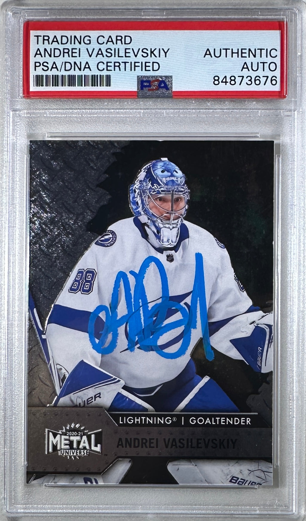 Andrei Vasilevskiy auto card Skybox #52 2021 Tampa Bay Lightning PSA Encap