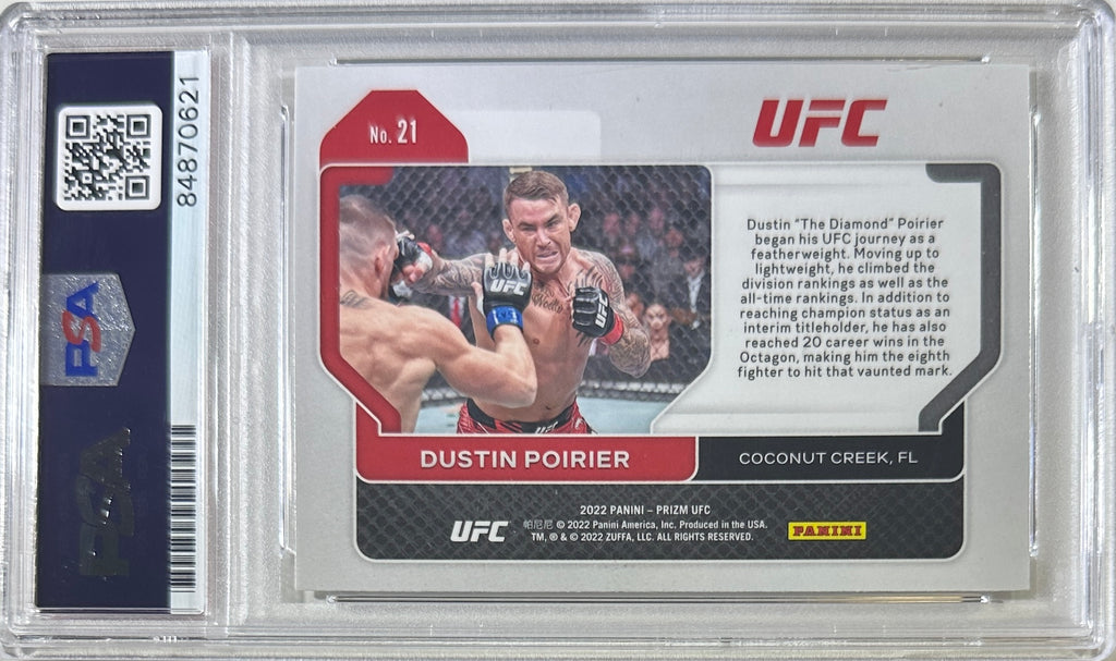 Dustin Poirier autographed 2022 Panini card #21 UFC PSA Encapsulated