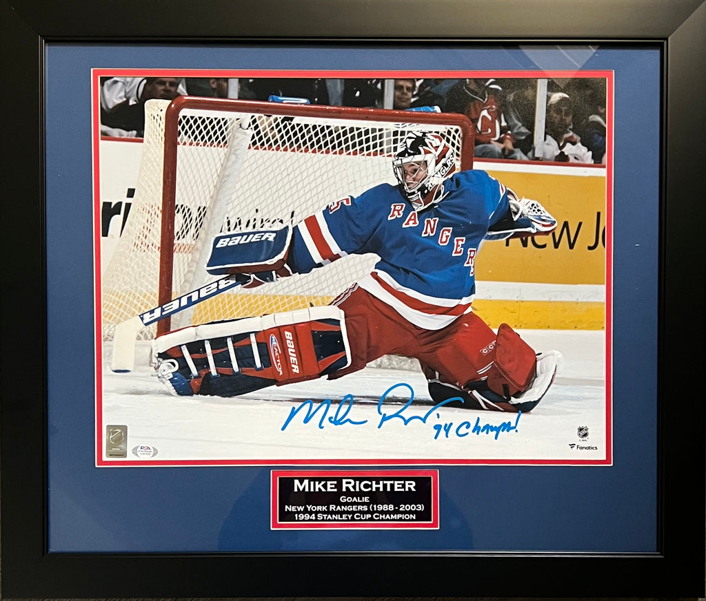 Mike Richter autographed signed inscribed 16x20 framed photo NHL New York Rangers PSA COA