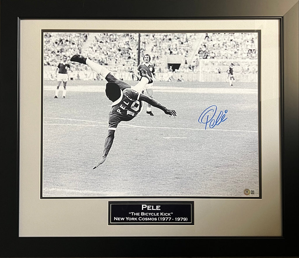 Pele autographed signed 16x20 framed photo Brazil NY Cosmos BAS World Cup