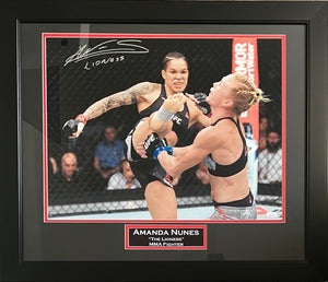 Amanda Nunes autographed signed inscribed UFC 16x20 framed photo JSA Holly Holm