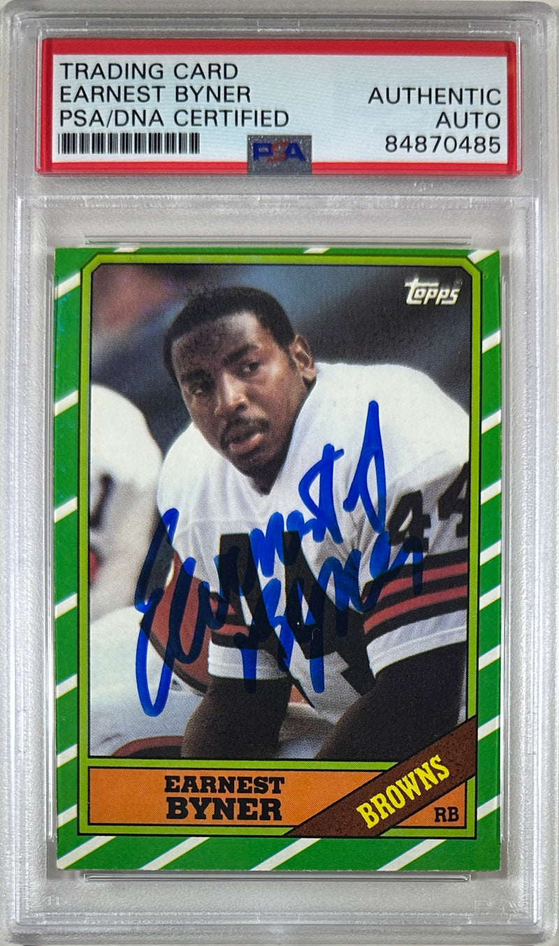 Earnest Byner auto signed 1986 Topps card #189 Cleveland Browns PSA Encapsulated