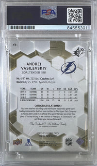 Andrei Vasilevskiy auto card 2020 Upper Deck #68 Lightning PSA Encap