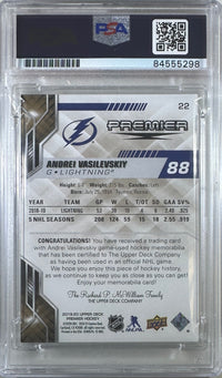 Andrei Vasilevskiy auto card 2020 Upper Deck #22 Lightning PSA Encap