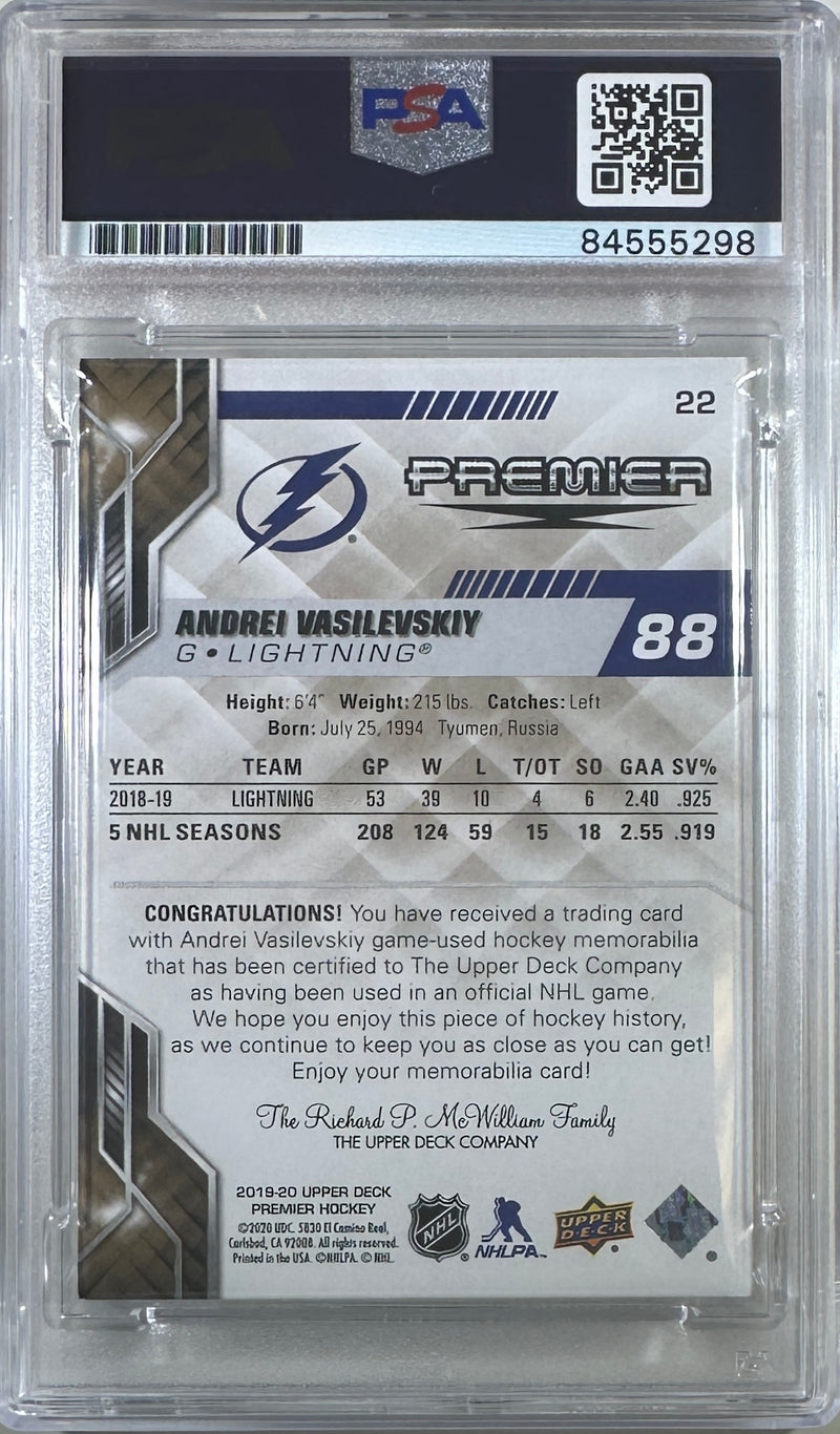 Andrei Vasilevskiy auto card 2020 Upper Deck #22 Lightning PSA Encap