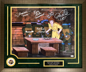 Teenage Mutant Ninja Turtles cast signed inscribed 16x20 framed photo JSA TMNT