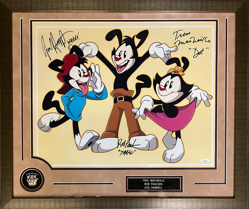 Animaniacs Cast Autograph Signed Inscribed 16x20 Framed Photo Rob Paulsen Tress MacNeille Jess Harnell JSA