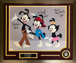 Animaniacs Cast Autograph Signed Inscribed 16x20 Framed Photo Rob Paulsen Tress MacNeille Jess Harnell JSA