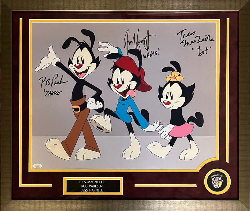 Animaniacs Cast Autograph Signed Inscribed 16x20 Framed Photo Rob Paulsen Tress MacNeille Jess Harnell JSA