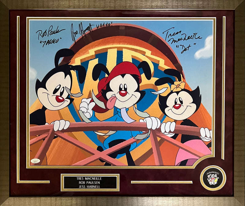 Animaniacs Cast Autograph Signed Inscribed 16x20 Framed Photo Rob Paulsen Tress MacNeille Jess Harnell JSA