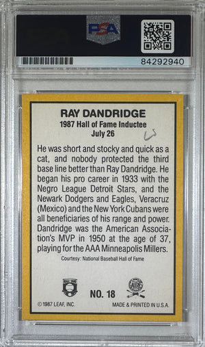 Ray Dandridge auto signed card 1987 Leaf #18 MLB PSA Encapsulated