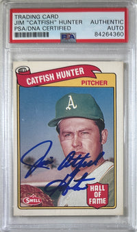 Jim "Catfish" Hunter auto card CMC #10 1989 Oakland Athletics PSA Encap