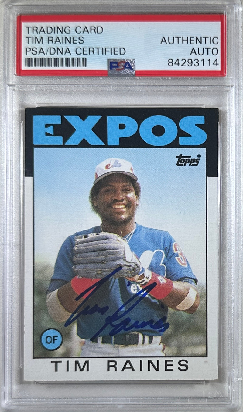 Tim Raines auto signed card 1986 Topps #280 Montreal Expos PSA Encapsulated