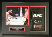 Max Holloway autographed signed framed glove UFC JSA COA Blessed Justin Gaethje