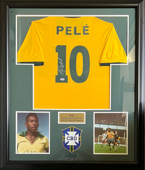 Pele autographed signed framed jersey World Cup Brazilian national team PSA COA