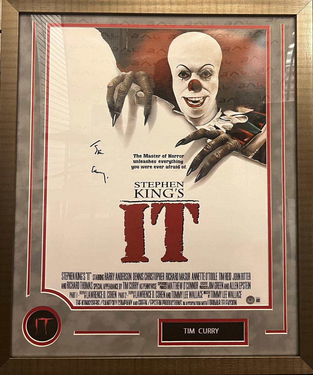 Tim Curry autographed signed 16x20 framed photo IT The Movie BAS Pennywise