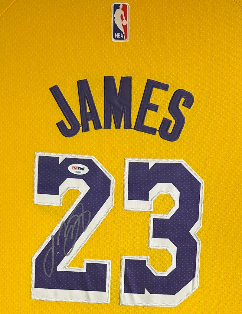 Lebron James signed illuminated framed jersey NBA Los Angeles Lakers PSA COA