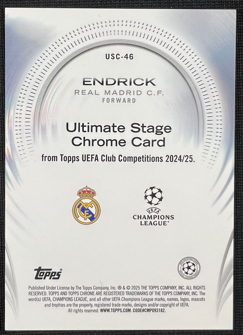 Endrick 2025 Topps Chrome Ultimate Stage RC Champions League Disco