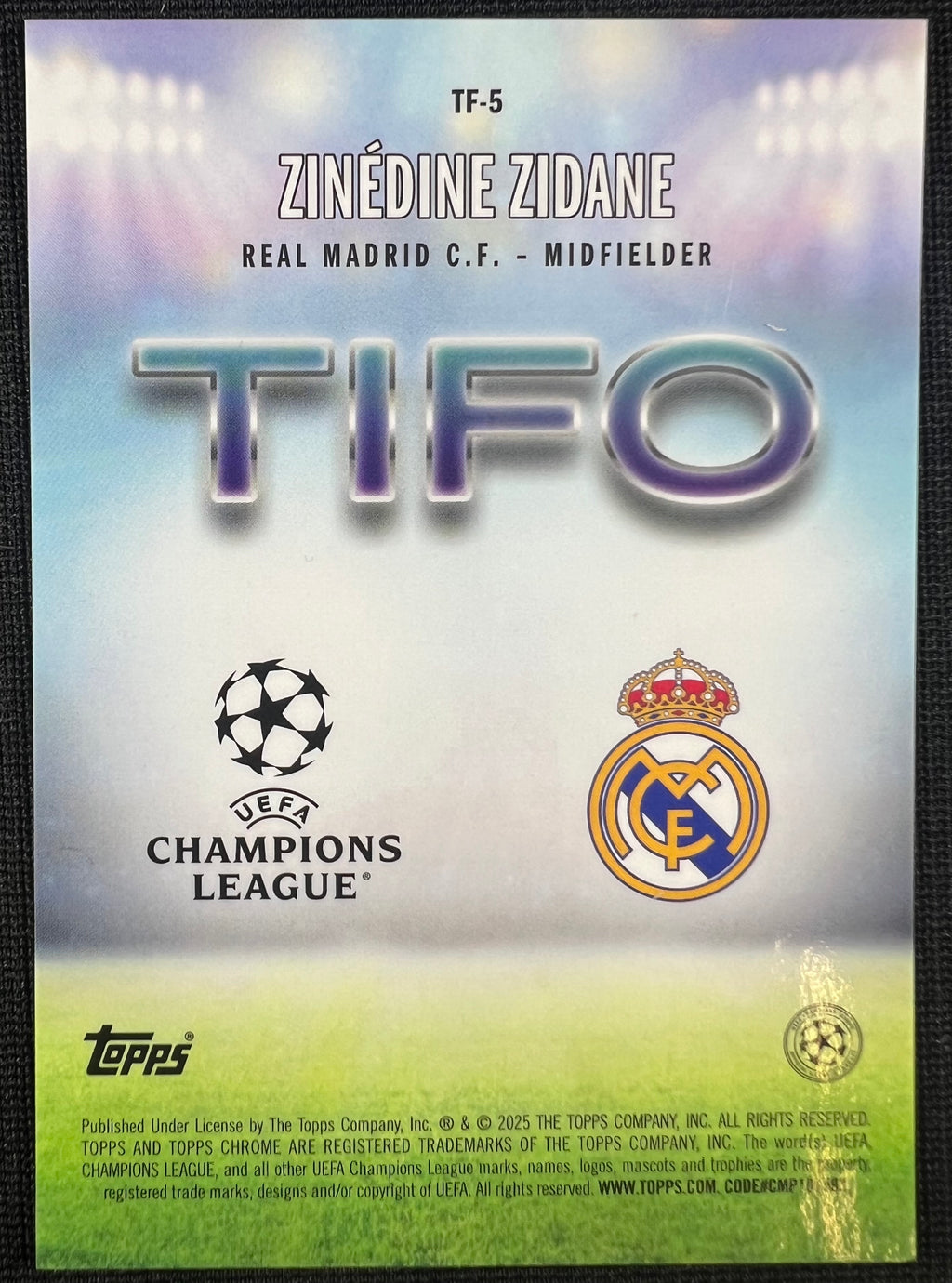 Zinedine Zidane 2024-25 Topps Chrome Tifo case hit UEFA #TF-5
