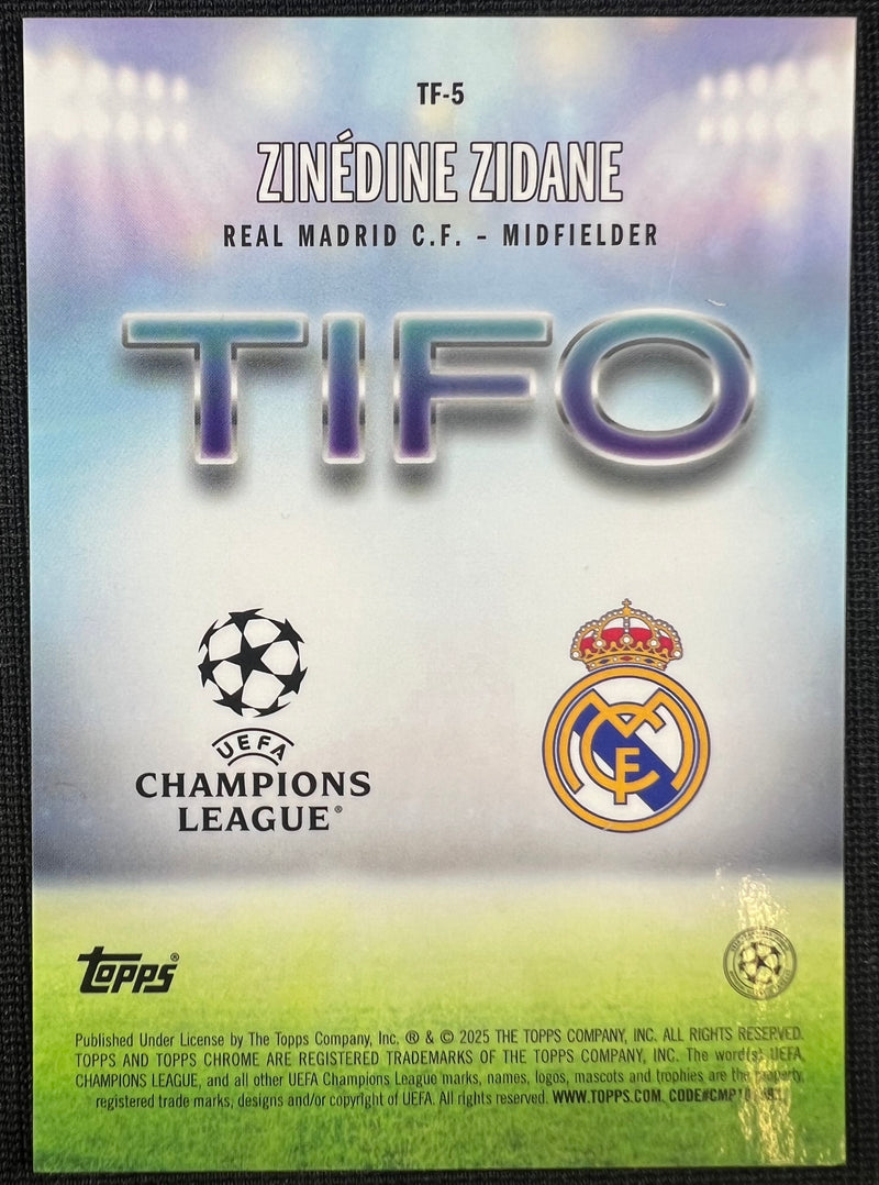 Zinedine Zidane 2024-25 Topps Chrome Tifo case hit UEFA #TF-5