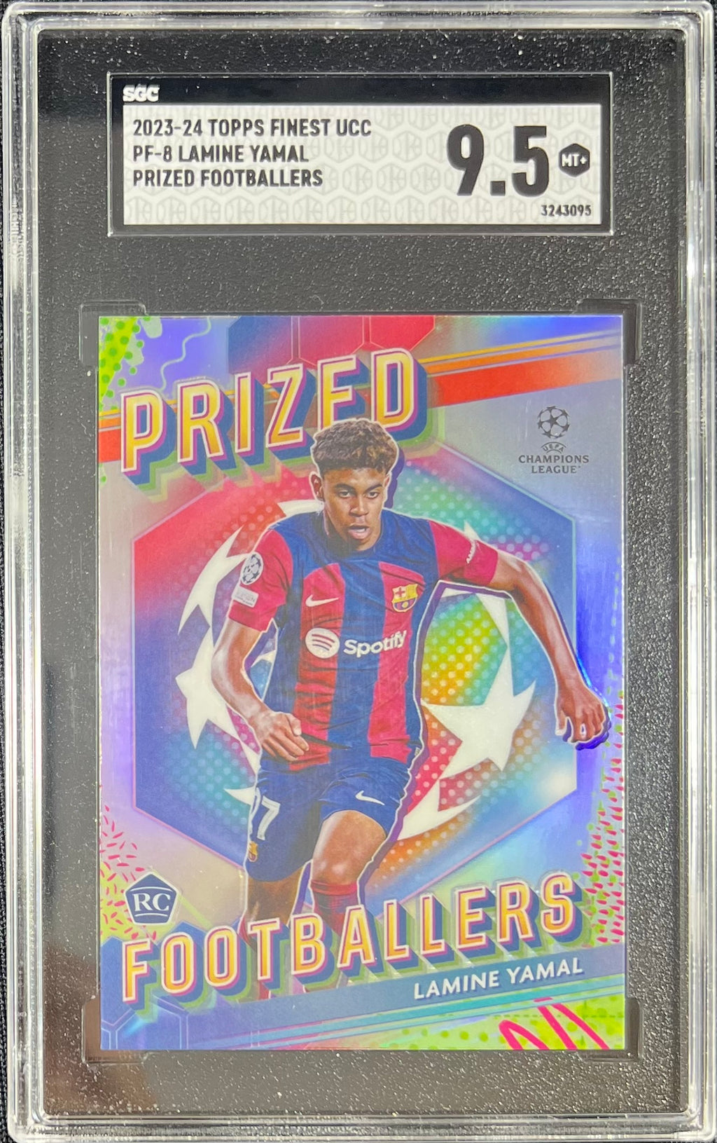 Lamine Yamal 2023-24 Topps Finest Prized Footballers RC PF-8 SGC 9.5