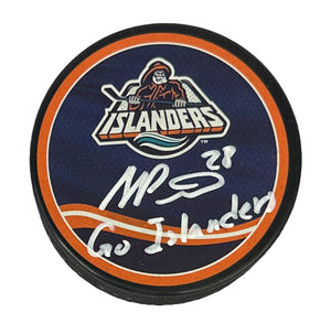 Alexander Romanov signed inscribed puck NHL New York Islanders JSA COA