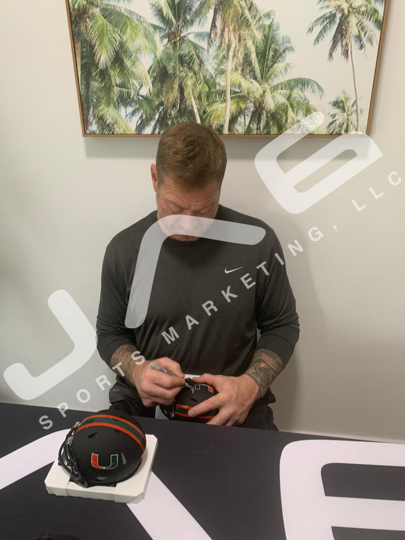 Jeremy Shockey autographed signed mini helmet Miami Hurricanes PSA
