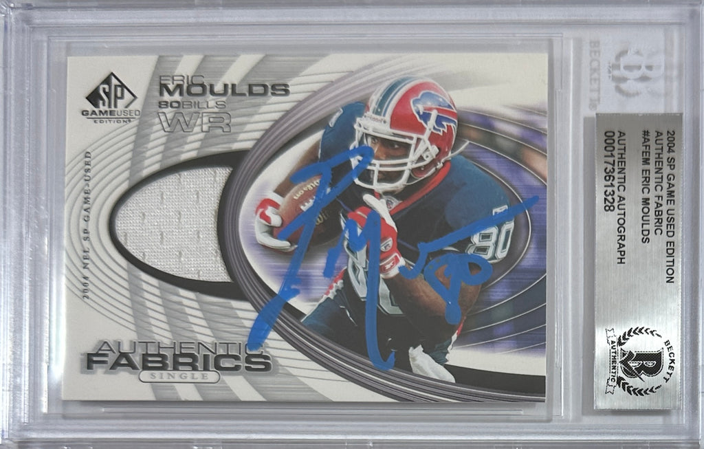Eric Moulds autographed signed Upper Deck 2004 Buffalo Bills BAS game used Encap