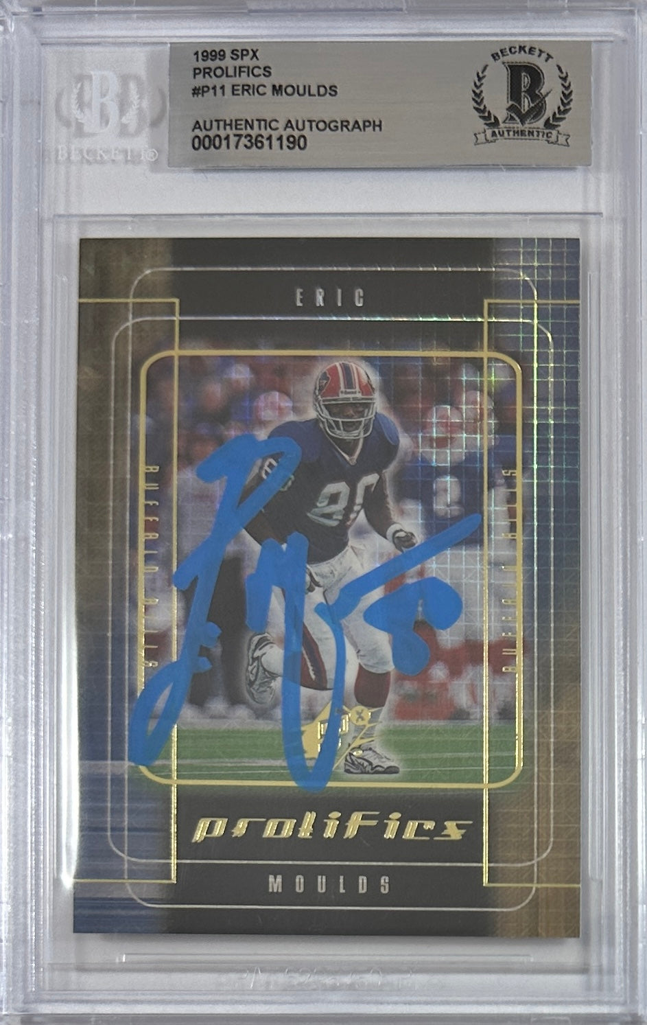 Eric Moulds autographed signed Upper Deck 1999 #P11 Buffalo Bills BAS Encap
