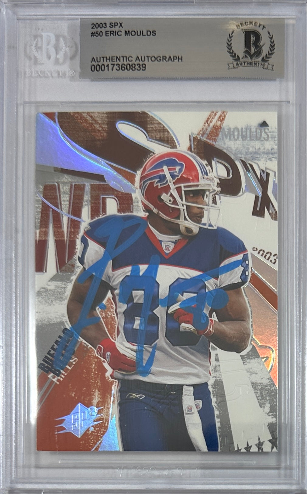 Eric Moulds autographed signed Upper Deck 2003 #50 Buffalo Bills BAS Encap