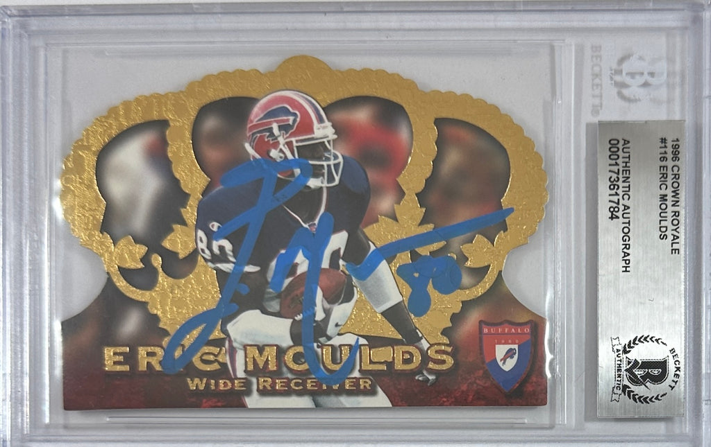 Eric Moulds autographed signed Pacific 1996 #CR 116 Buffalo Bills BAS Encap RC
