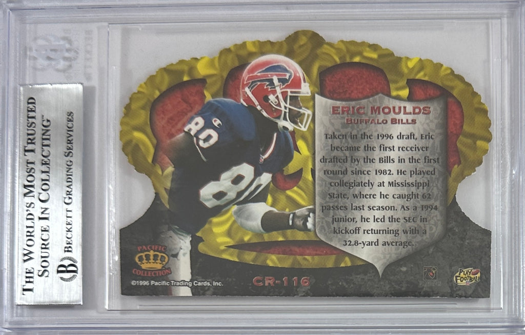 Eric Moulds autographed signed Pacific 1996 #CR 116 Buffalo Bills BAS Encap RC