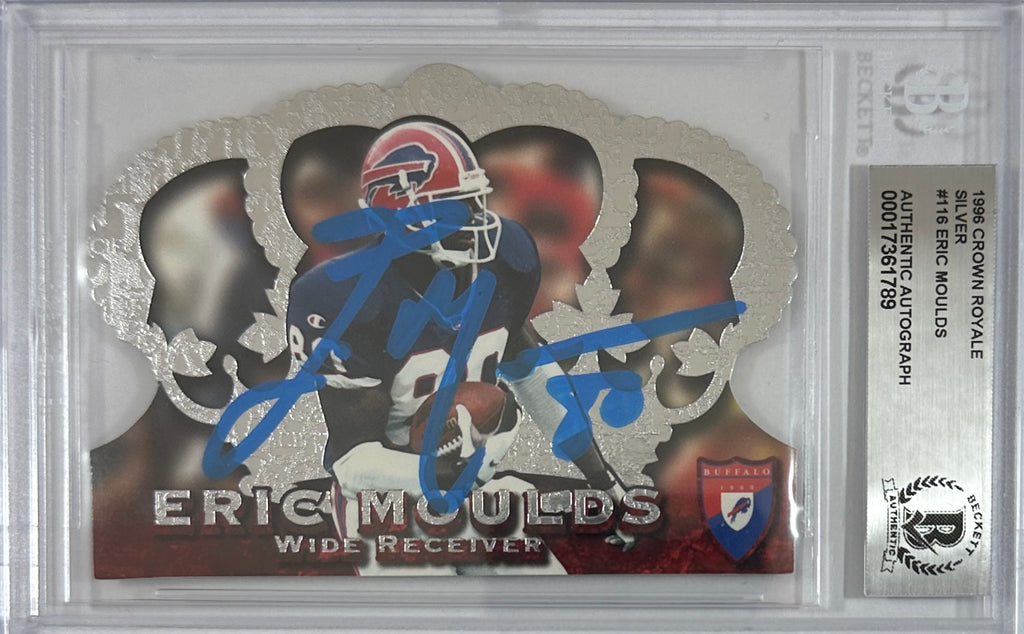 Eric Moulds autographed signed Pacific 1996 #CR 116 Buffalo Bills BAS Encap RC