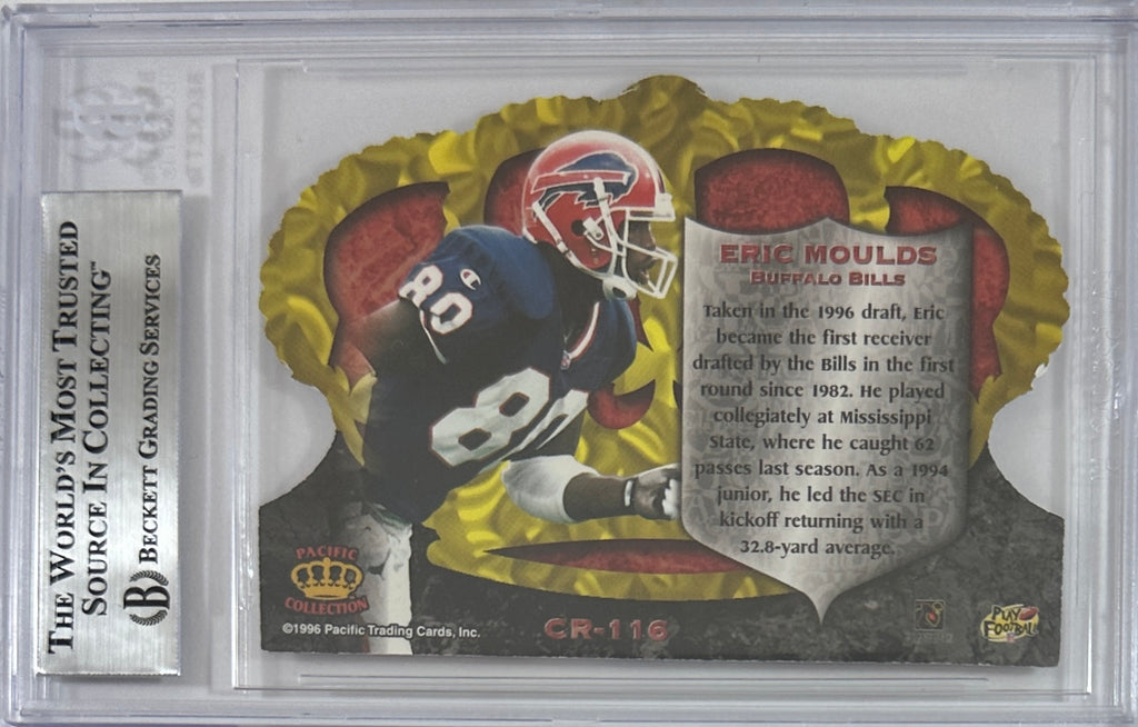 Eric Moulds autographed signed Pacific 1996 #CR 116 Buffalo Bills BAS Encap RC