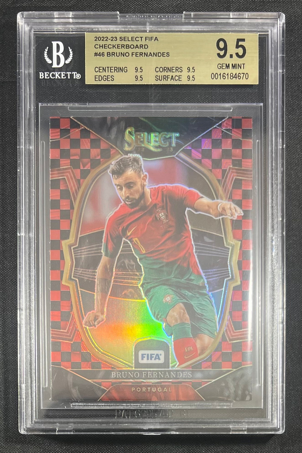 Bruno Fernandes 2022-23 Panini Select Checkerboard #46 BAS 9.5