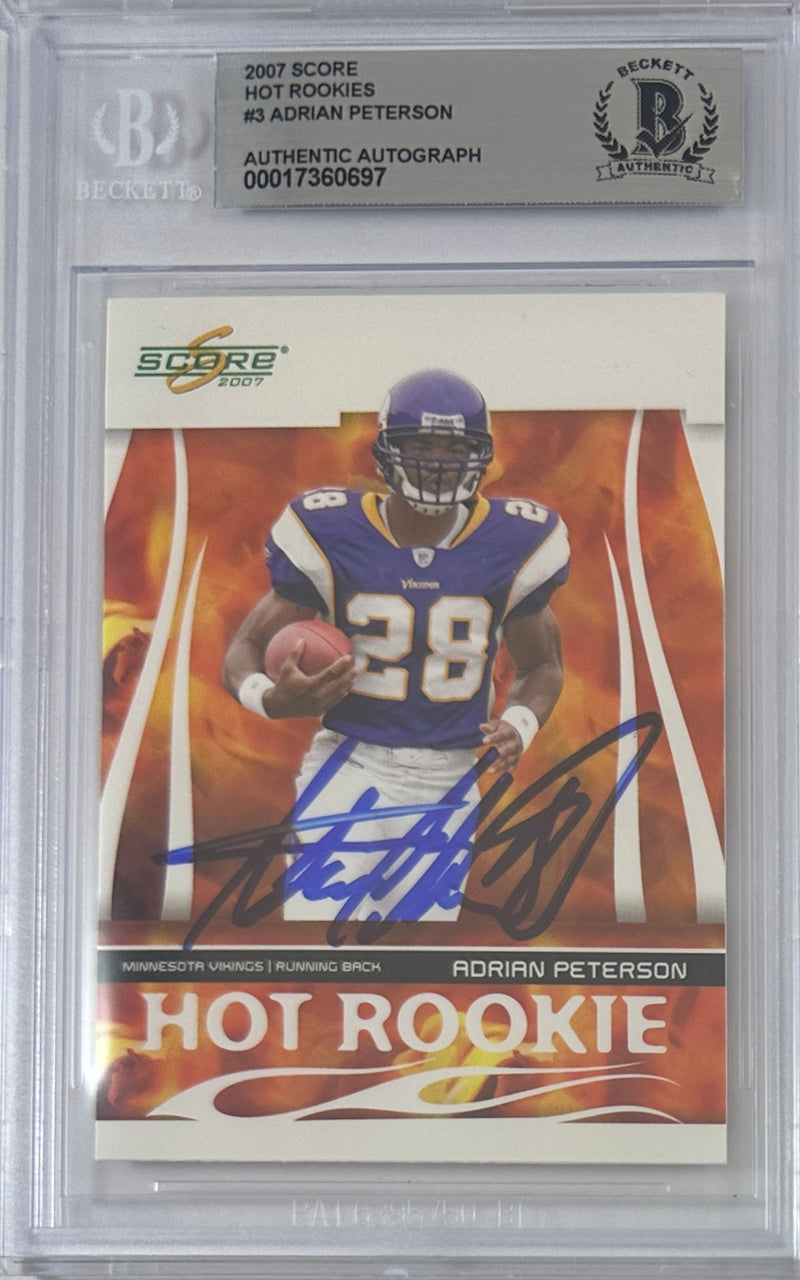 Adrian Peterson auto card 2007 Donruss NFL Minnesota Vikings BAS Encap RC
