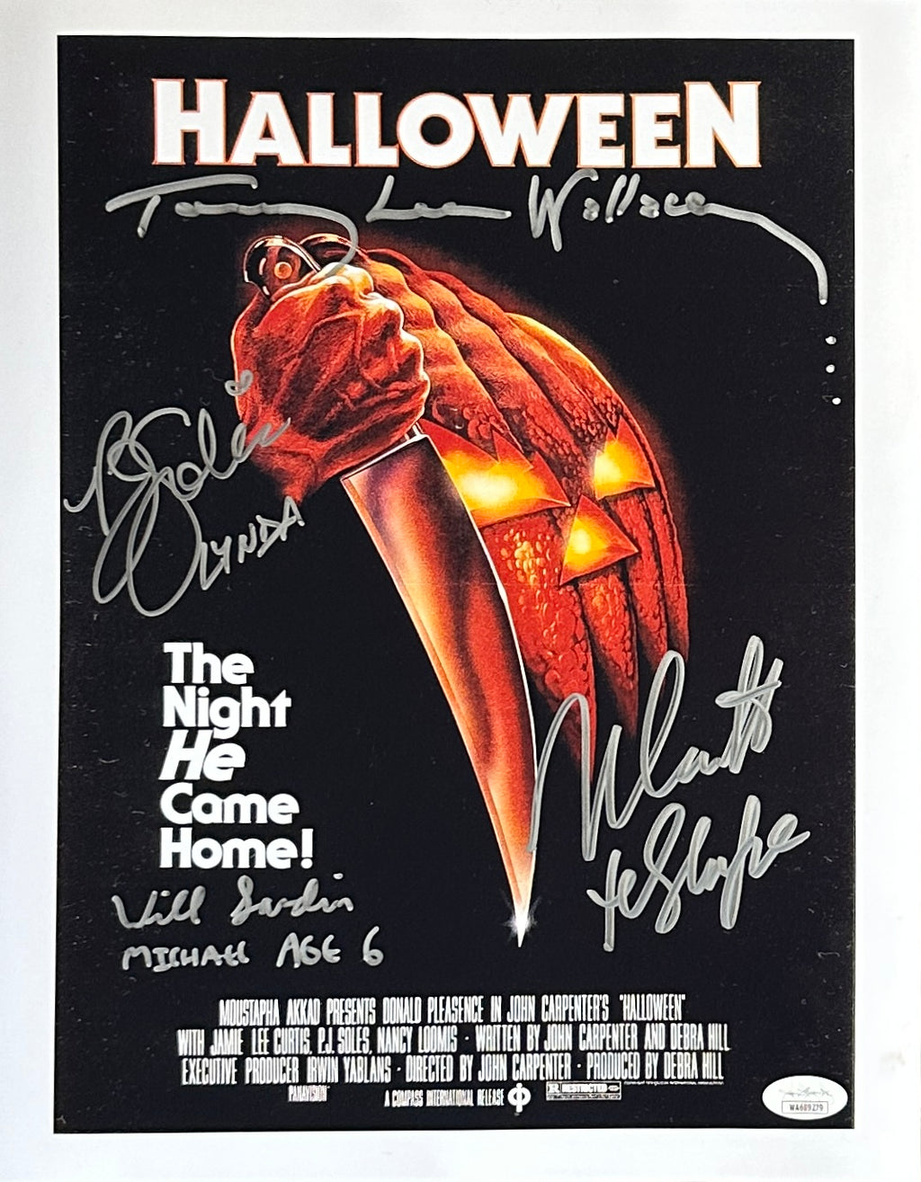 Cast signed inscribed 11x14 photo Halloween JSA COA Wallace Castle Soles Sandin