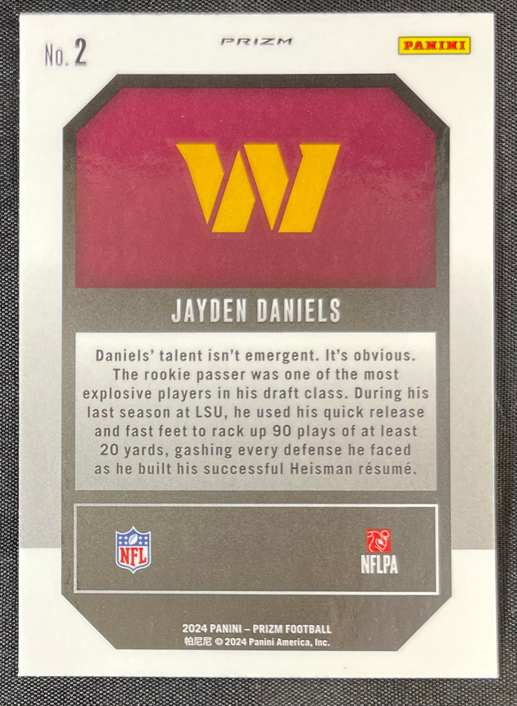 Jayden Daniels 2024 RC Panini Prizm Emergent Green #2