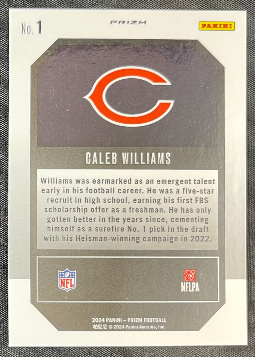 Caleb Williams 2024 RC Panini Prizm Emergent Green Ice #1