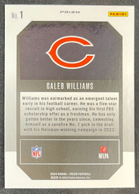 Caleb Williams 2024 RC Panini Prizm Emergent Green Ice #1
