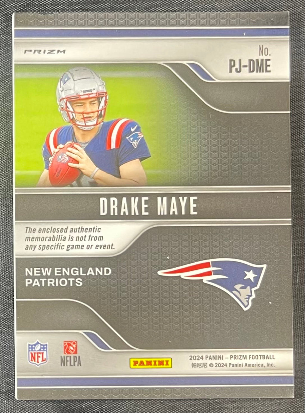 Drake Maye 2024 Panini Prizm Premier RC Jersey #PJ-DME