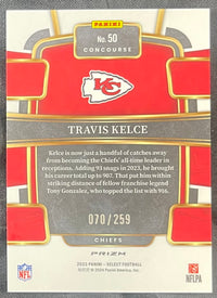 Travis Kelce 2023 Panini Select #50 Concourse Tri-Color /259