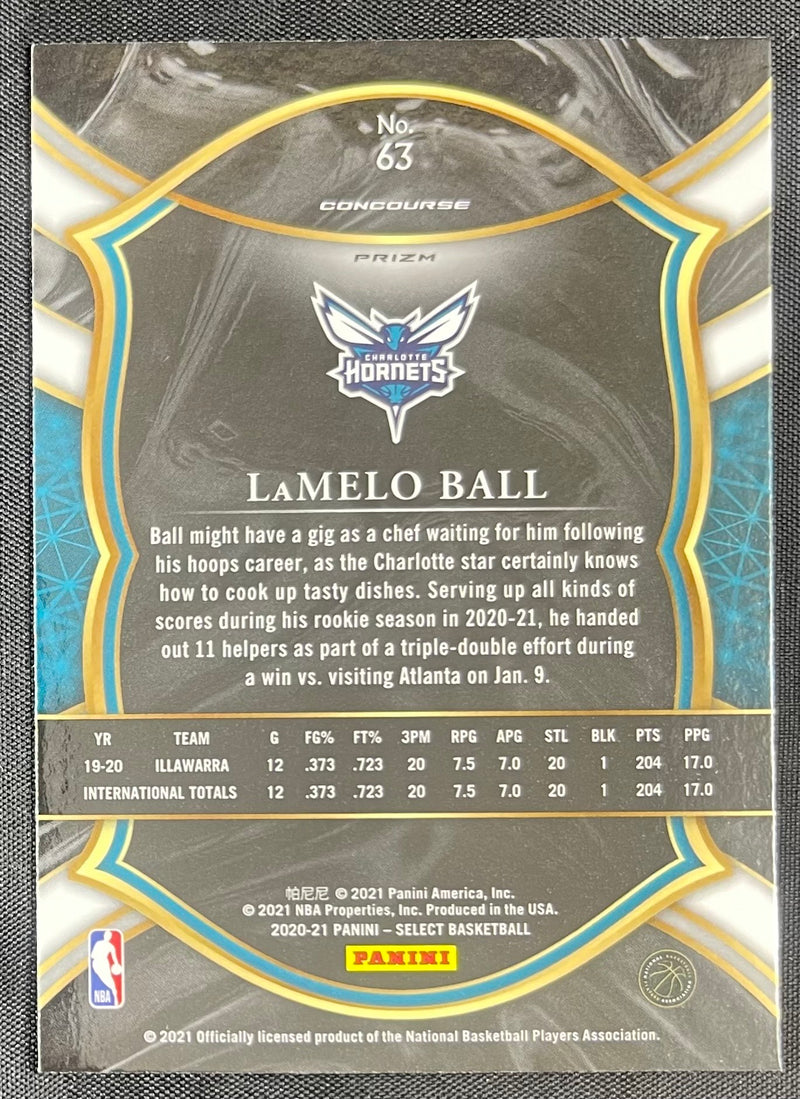 Lamelo Ball 2020-2021 RC Panini Select Blue White Purple Cracked Ice #63