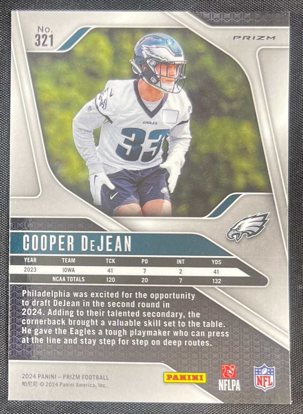 Cooper DeJean 2024 RC Panini Prizm Green #321 Color Match