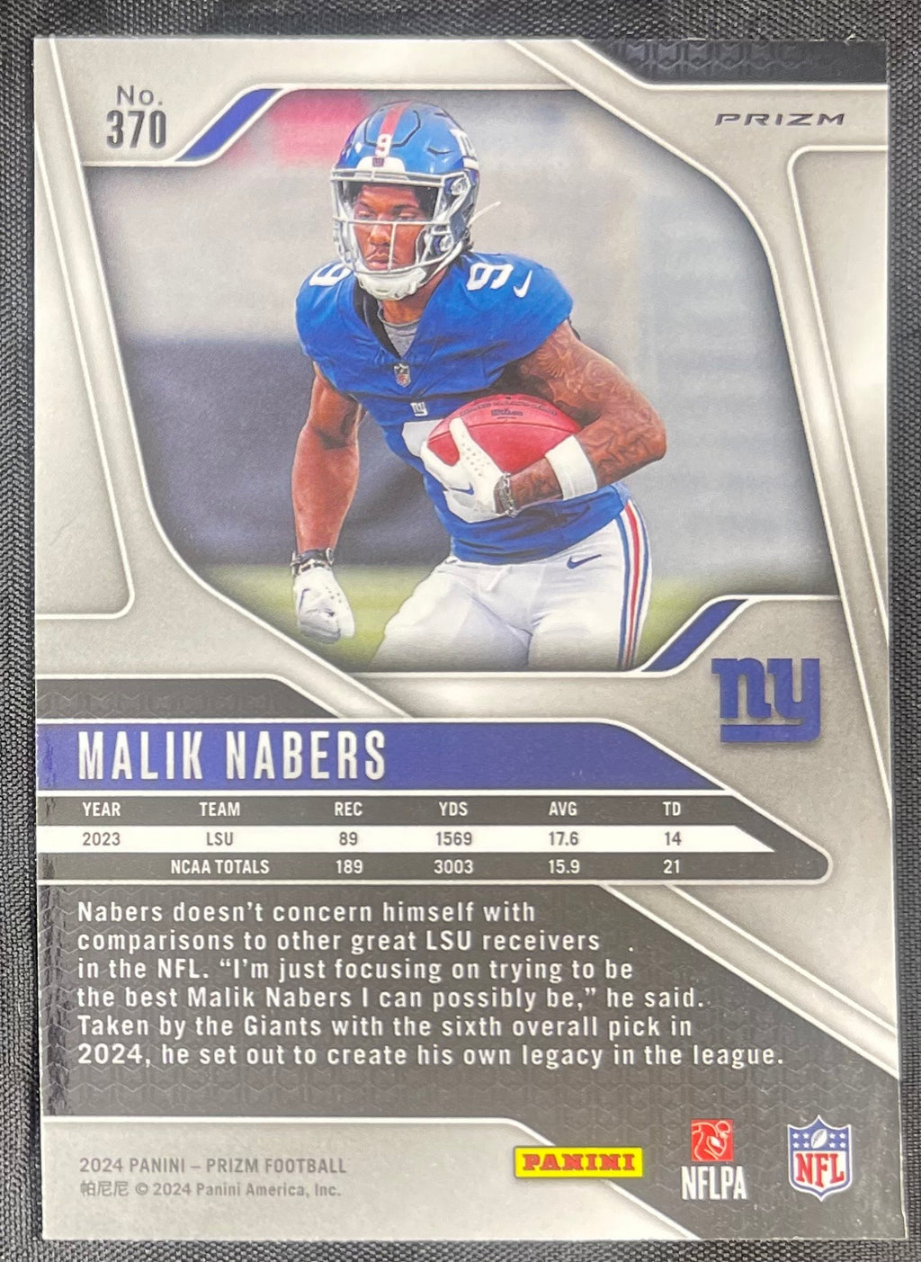 Malik Nabers 2024 RC Panini Prizm Green #370