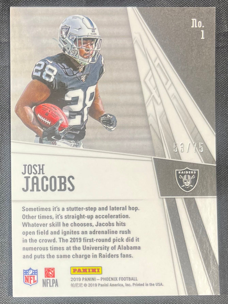Josh Jacobs 2019 RC Panini Phoenix Adrenaline Rush Yellow #1 /75